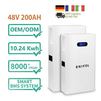 Batería solar Lifepo4 montada en la pared 10kwh 48V 200ah Construida en BMS