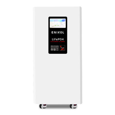 Pantalla táctil de 7 pulgadas 51.2V 300AH 15.36KWH Capacidad Batería de almacenamiento de energía doméstica con ruedas