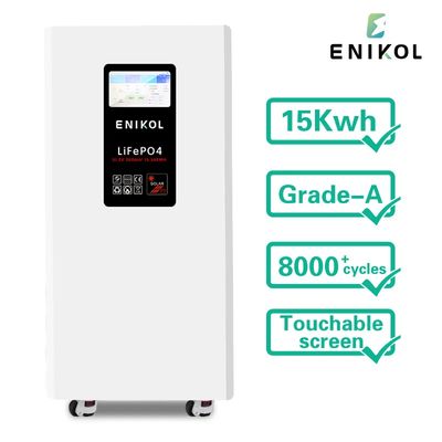 15KW Pared montada piso de pie hogar almacenamiento de energía Banco de baterías 300AH 51.2V con ruedas